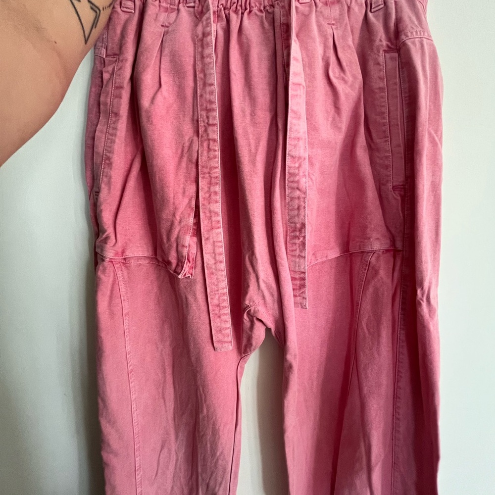 Free People Pink Pants Size L, EUC, Drop Crotch Baggy Pants